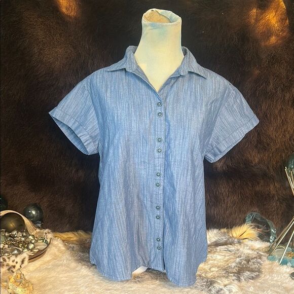 Blue Button-Up Women's Top by Old Ranch M (3900) - Picture 1 of 5